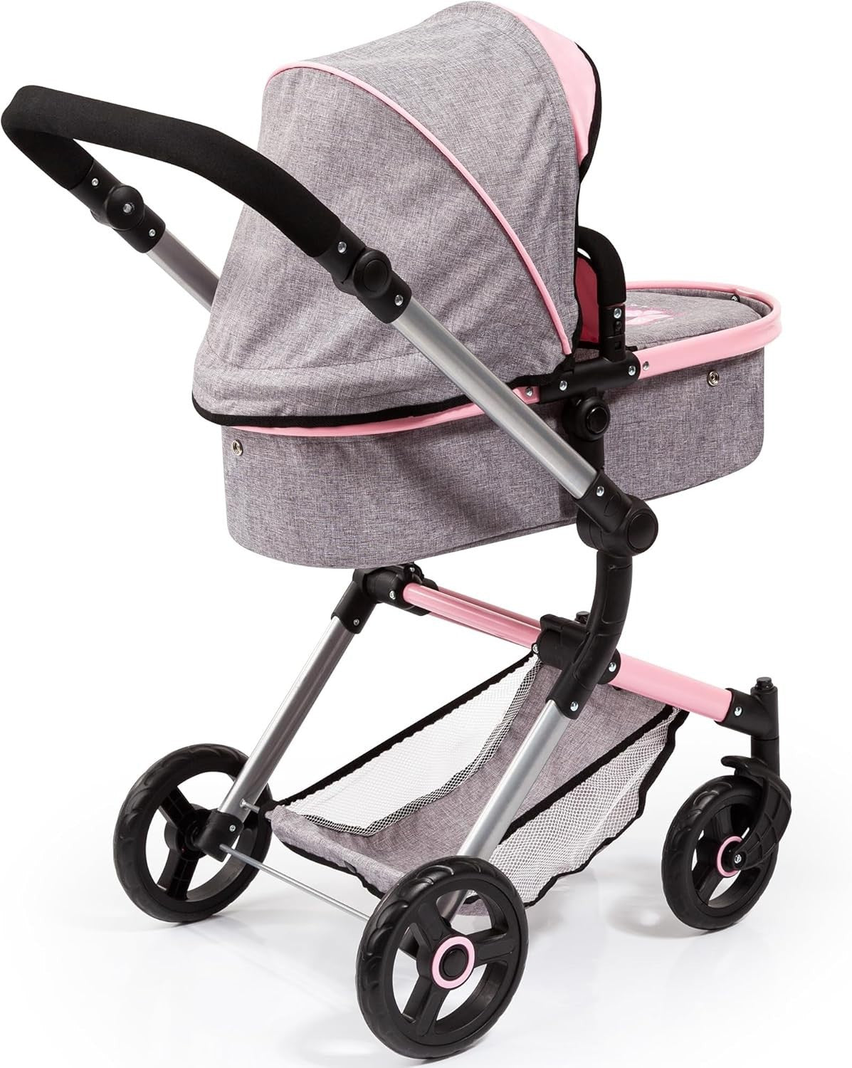 Convertible Doll Pram Stroller Foldable Adjustable Handle with Bag Butterfly
