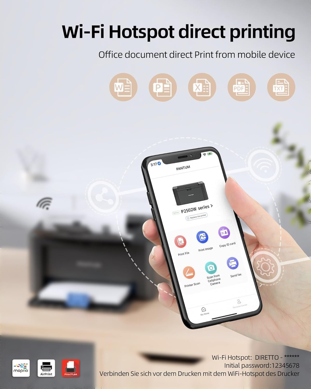Black Mono Laser Printer A4 22ppm Wifi USB Compact Small Office