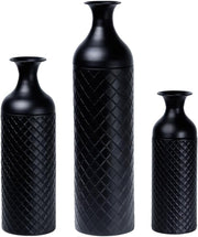 Tall Black Metal Floor Vases Set of 3 Modern Standing Home Decor