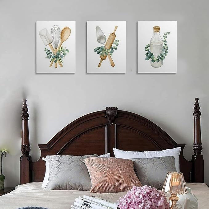 Kitchen Wall Art Canvas 30x40 cm Aesthetic Home Decor Painting Frame
