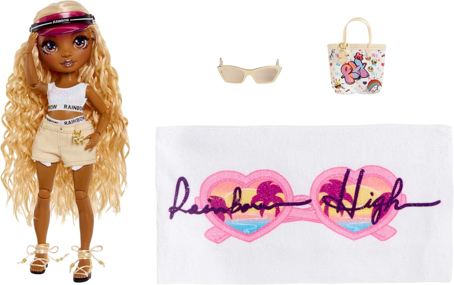 Fashion Doll Beach Outfit Interchangeable Legs Stand Sunglasses Tote