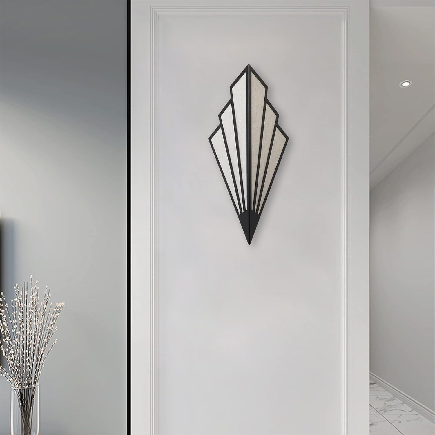 Modern Black Art Deco Wall Sconce Light E14 Fan Design for Hallway Lounge