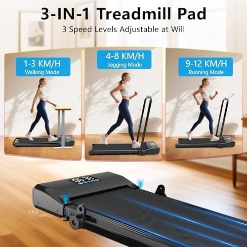 CANMALCHI Foldable Under Desk Treadmill 12KM/H LED Remote Compact Home