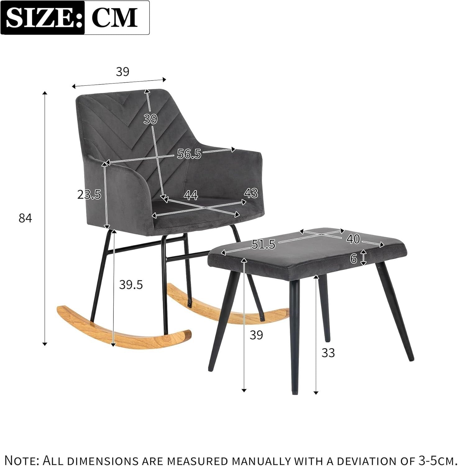 Rocking Armchair with Footstool Soft Padded Recliner Chair for Lounge