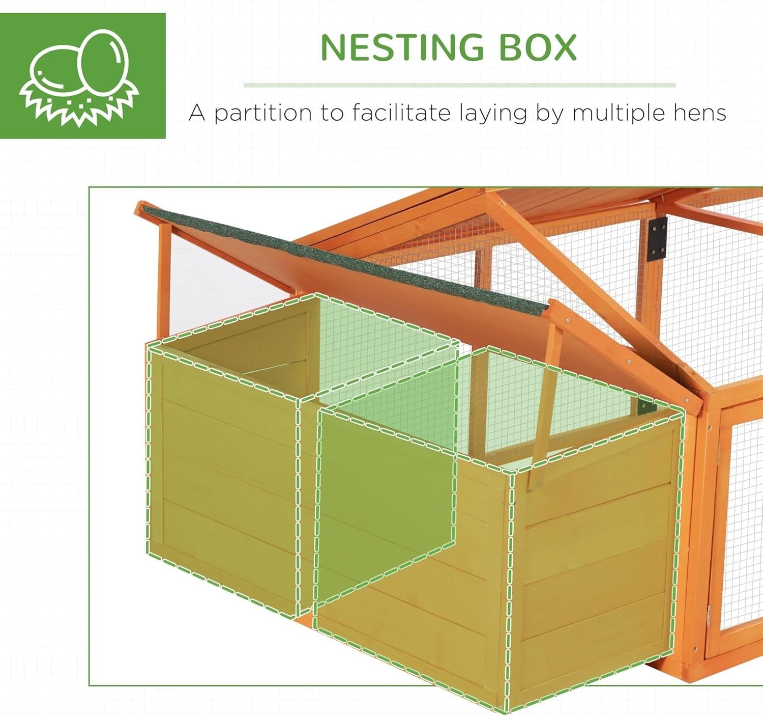 Large Wooden Chicken Run with Nest Box Open Roof Outdoor Coop 4–8 Hens
