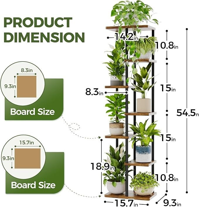 7 Tier Tall Metal Plant Stand Indoor Outdoor Corner Shelf Display Rack