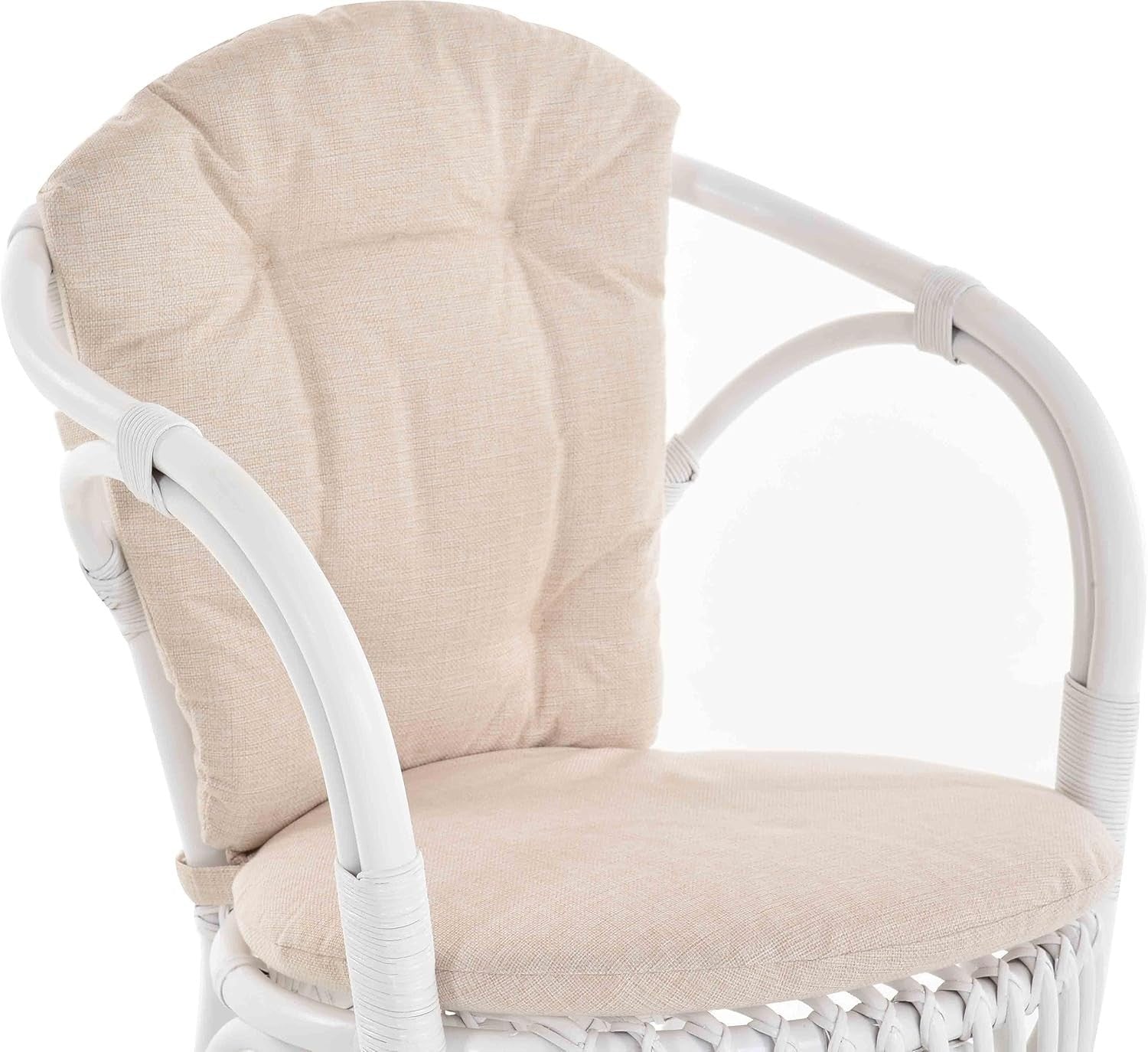 White Rattan Wicker Armchair With Cushions Scandinavian Indoor Accent Chair