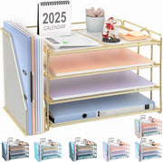4-Tier Desk Organizer with Magazine Rack | Metal File & Office Storage.