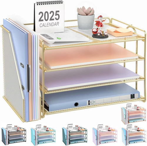 4-Tier Desk Organizer with Magazine Rack | Metal File & Office Storage.