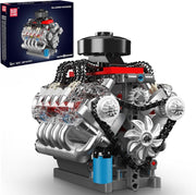Realistic DIY V8 Engine Model Kit - 487pcs STEM Toy, Moving Parts, Kids & Adults