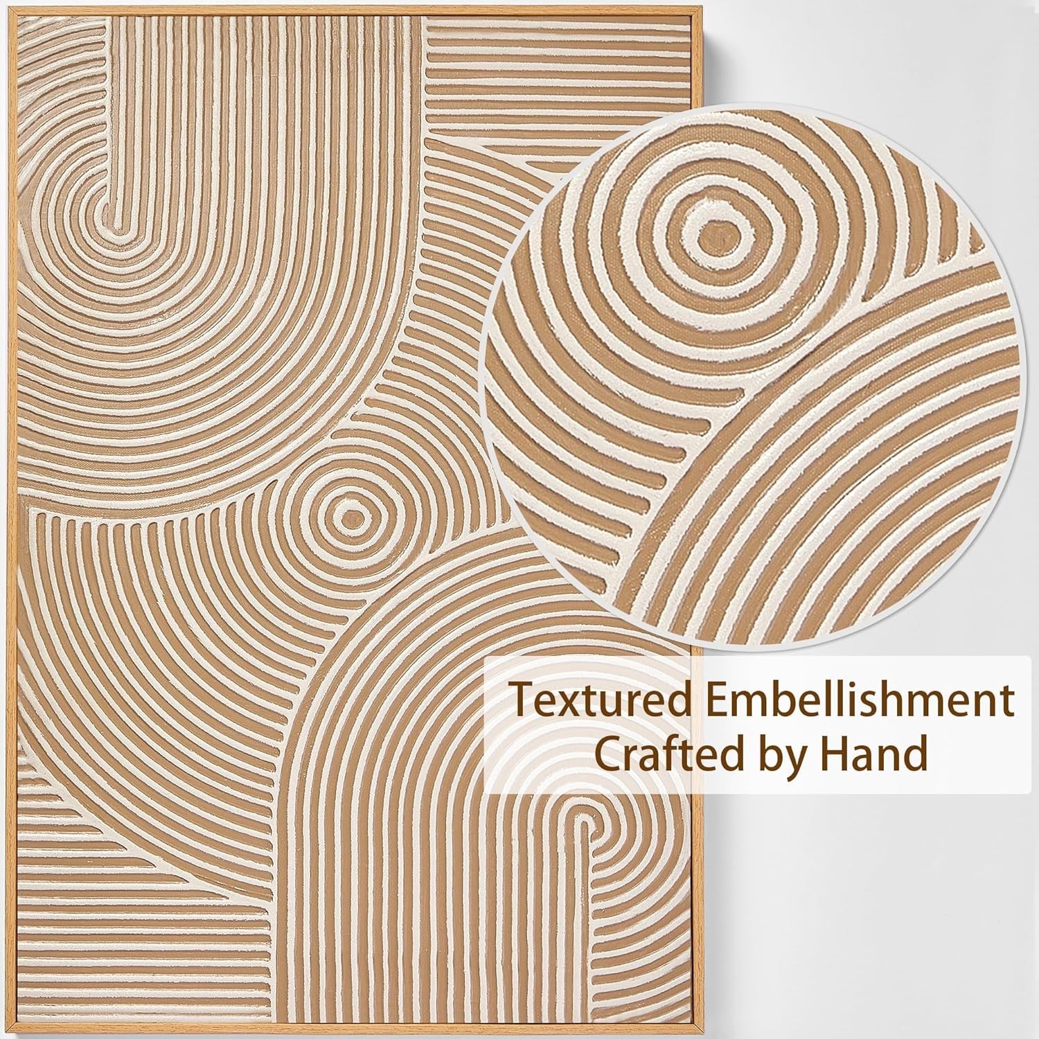 Neutral 3D Textured Wall Art Set of 3 Framed 16x24 Geometric