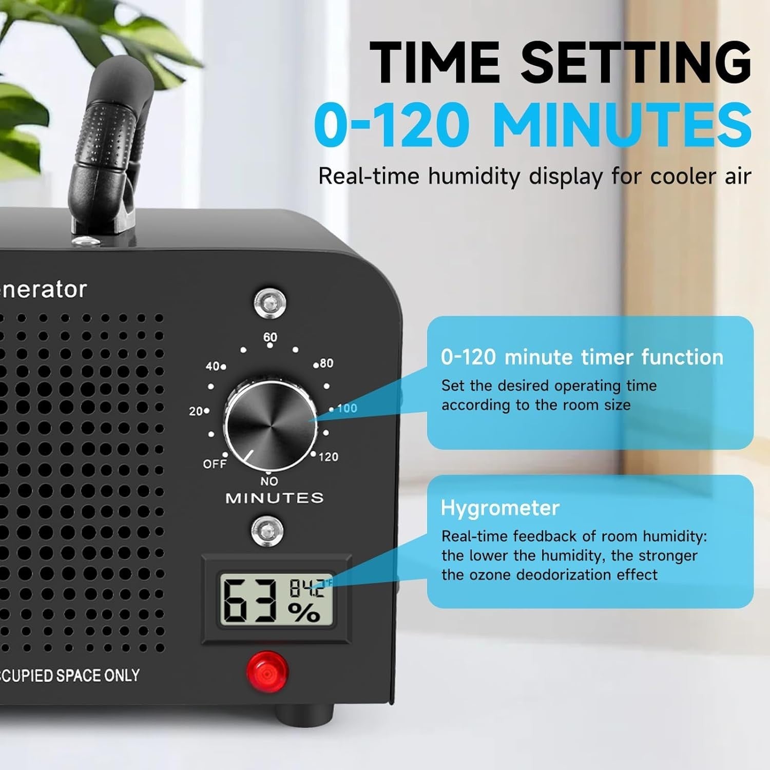 60000mg Ozone Generator Large Room Odor Remover Timer Garage Home 320㎡