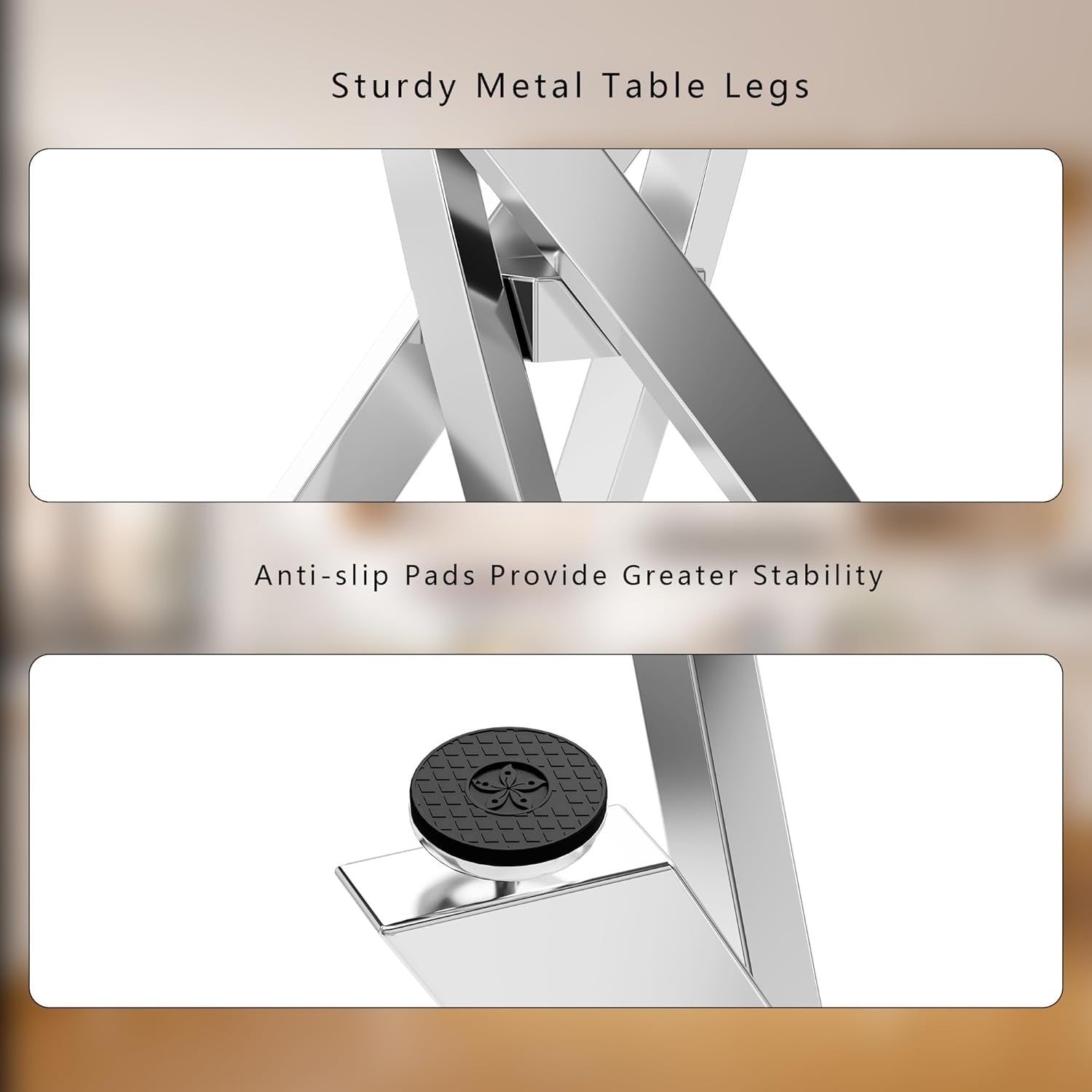 Modern Slim Glass Console Table 100cm, Silver Metal Legs for Hallway