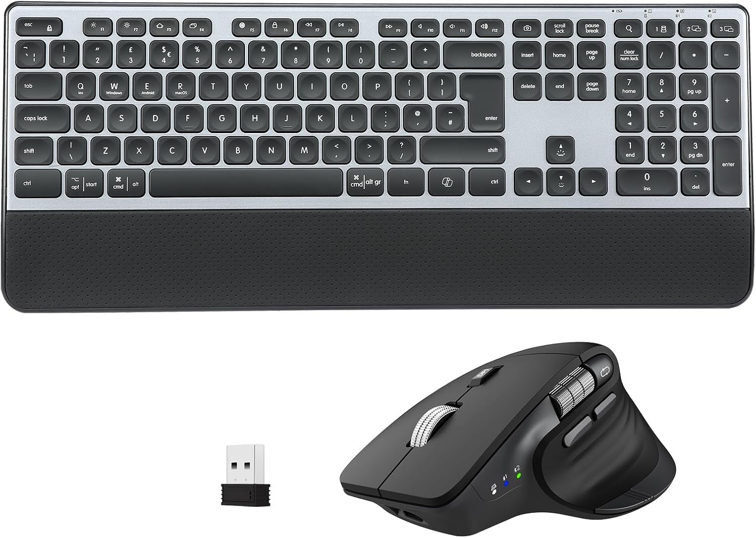 Wireless Keyboard Mouse Set Dual Bluetooth Backlit