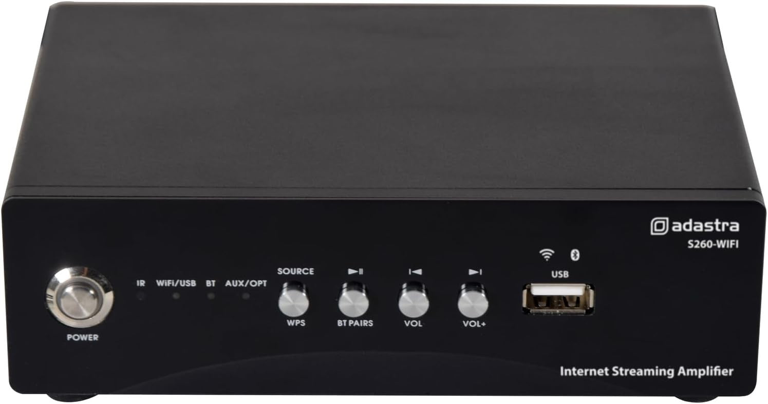 S260 WiFi Streaming Audio Amp 2x60W Bluetooth AUX USB Compact