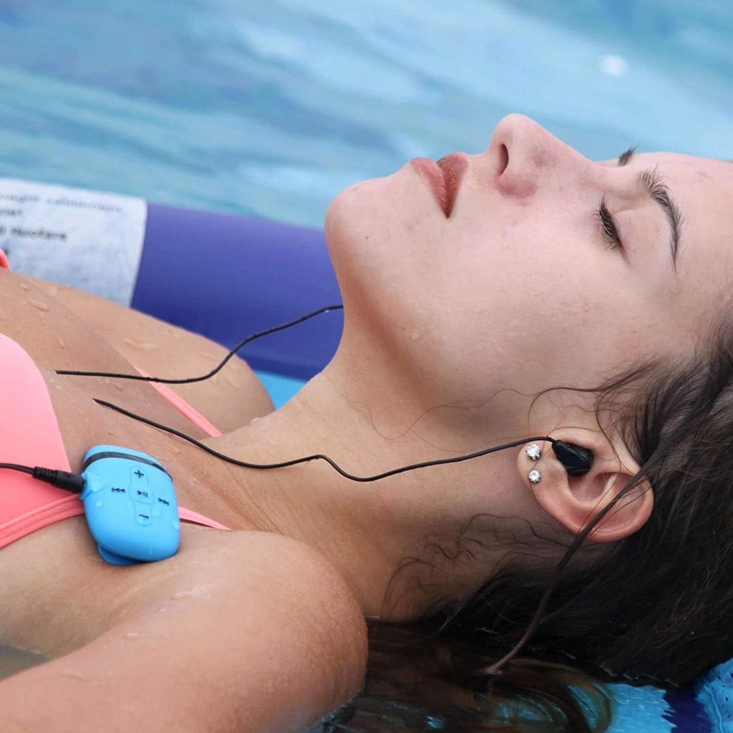 Waterproof 8GB MP3 Player for Swimming Underwater Headphones Blue