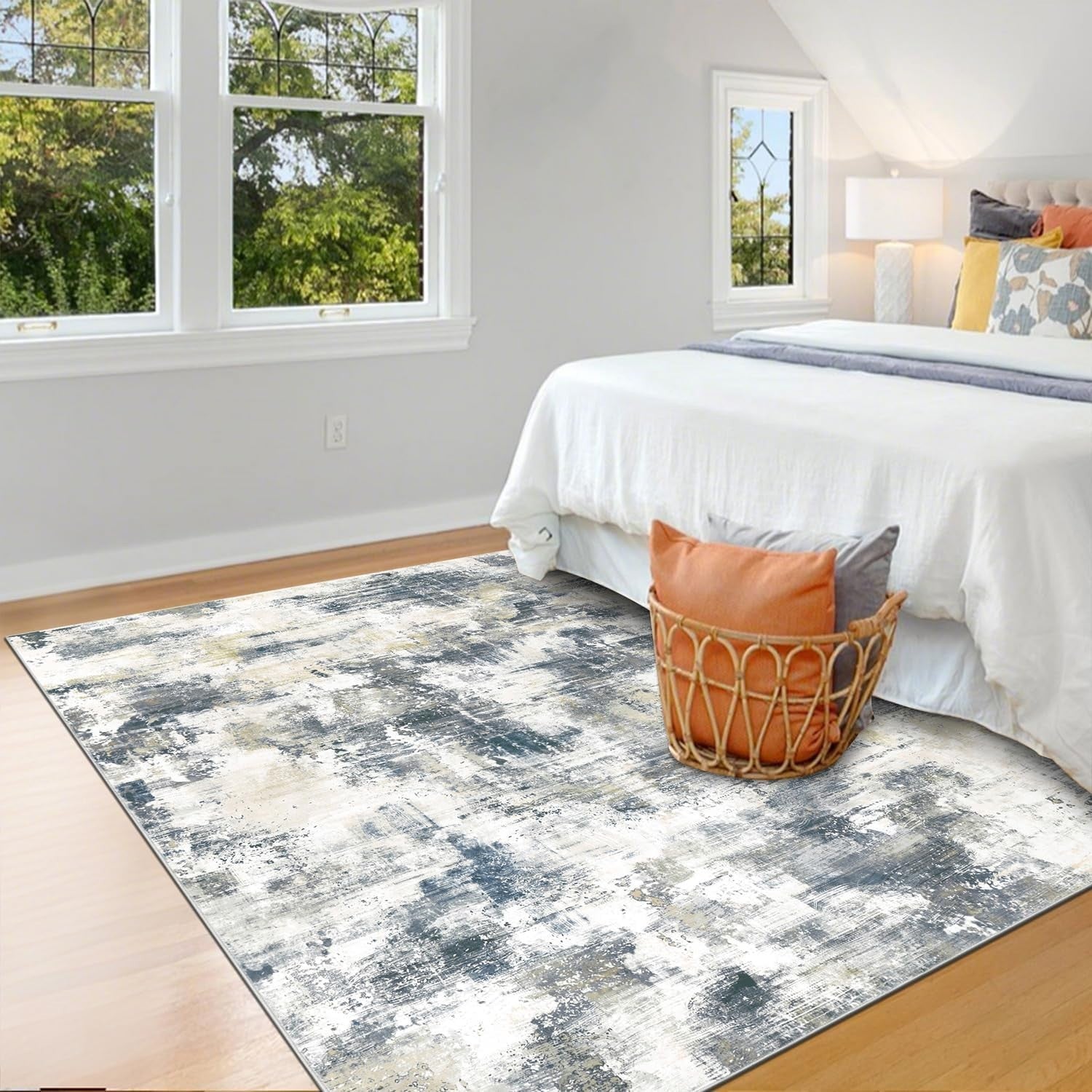 Large Abstract Area Rug 160x230cm Washable Non Slip Soft Short Pile Carpet