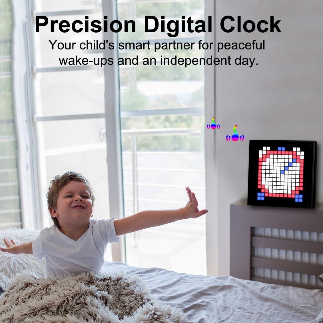 Pixel Art Alarm Clock RGB LED Display Bluetooth App Control Multicolour