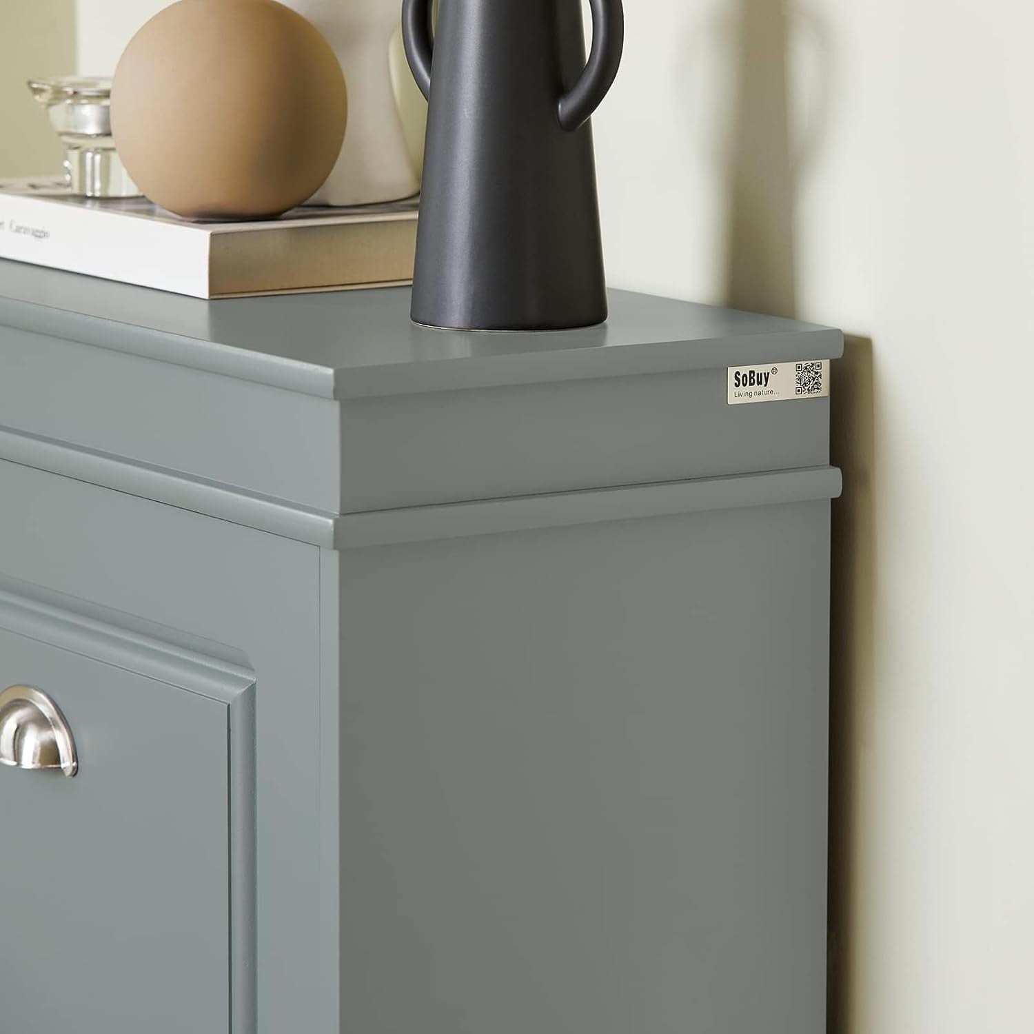 Slim Shoe Storage Cabinet with 3 Flip Drawers & Lockable Design