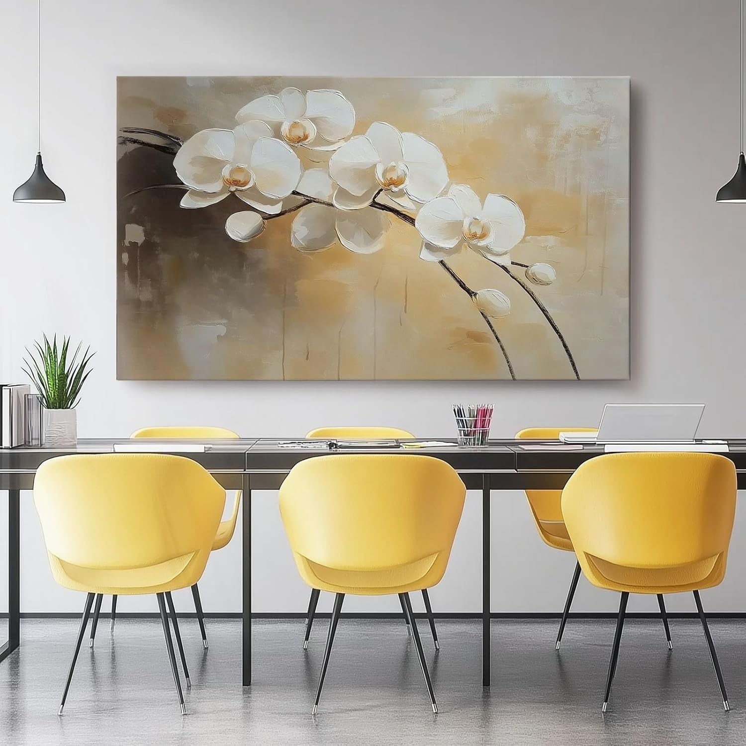 White Orchid Canvas Wall Art 30x20cm Modern Floral Home Decor