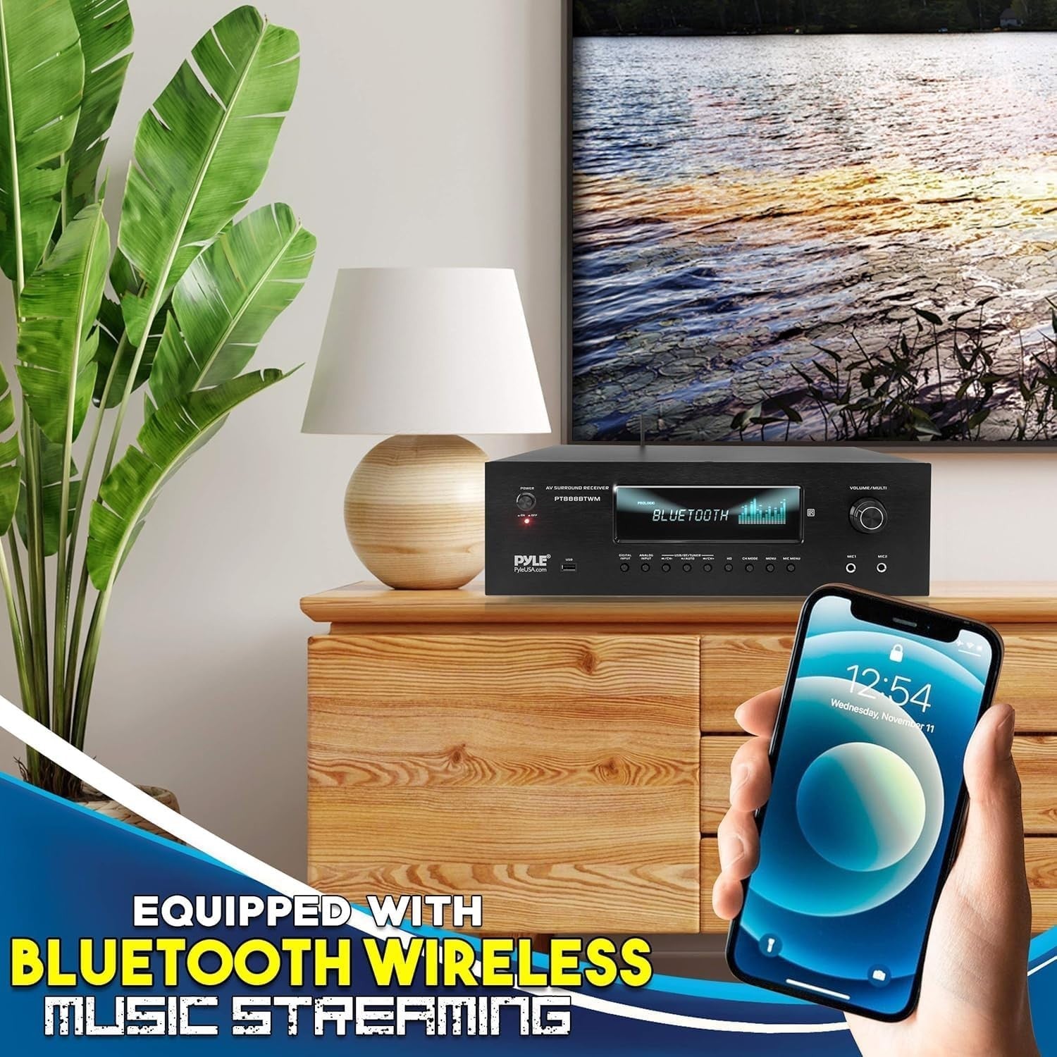 1000W Home Theater Receiver 5.2-Ch Bluetooth 4K HDMI Stereo Amp