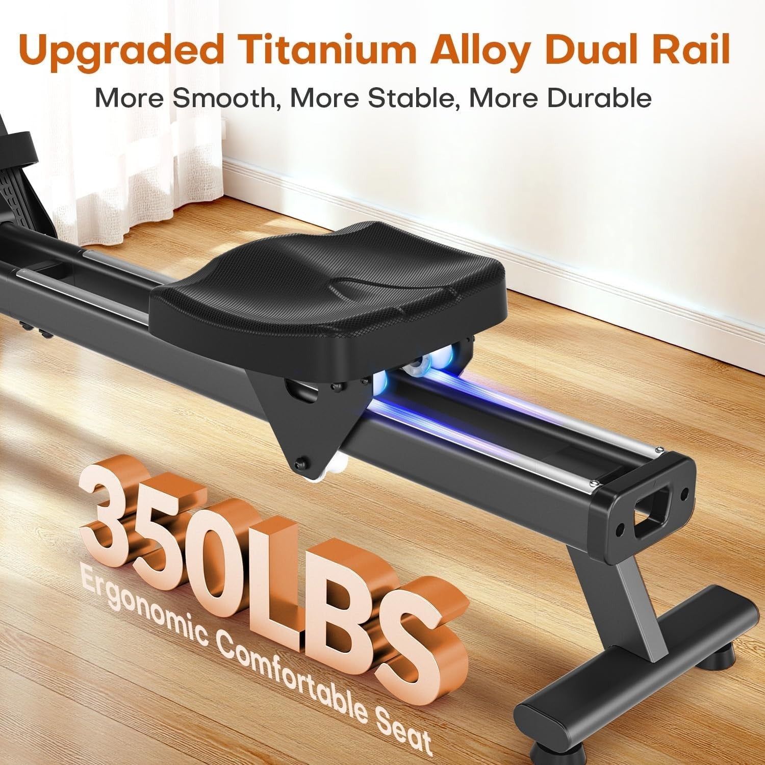 Magnetic Rowing Machine 16-Level Quiet Dual Rail Bluetooth Foldable Home Rower