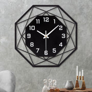 Modern Metal Wall Clock 30cm Silent Non-Ticking Black Geometric Home Decor