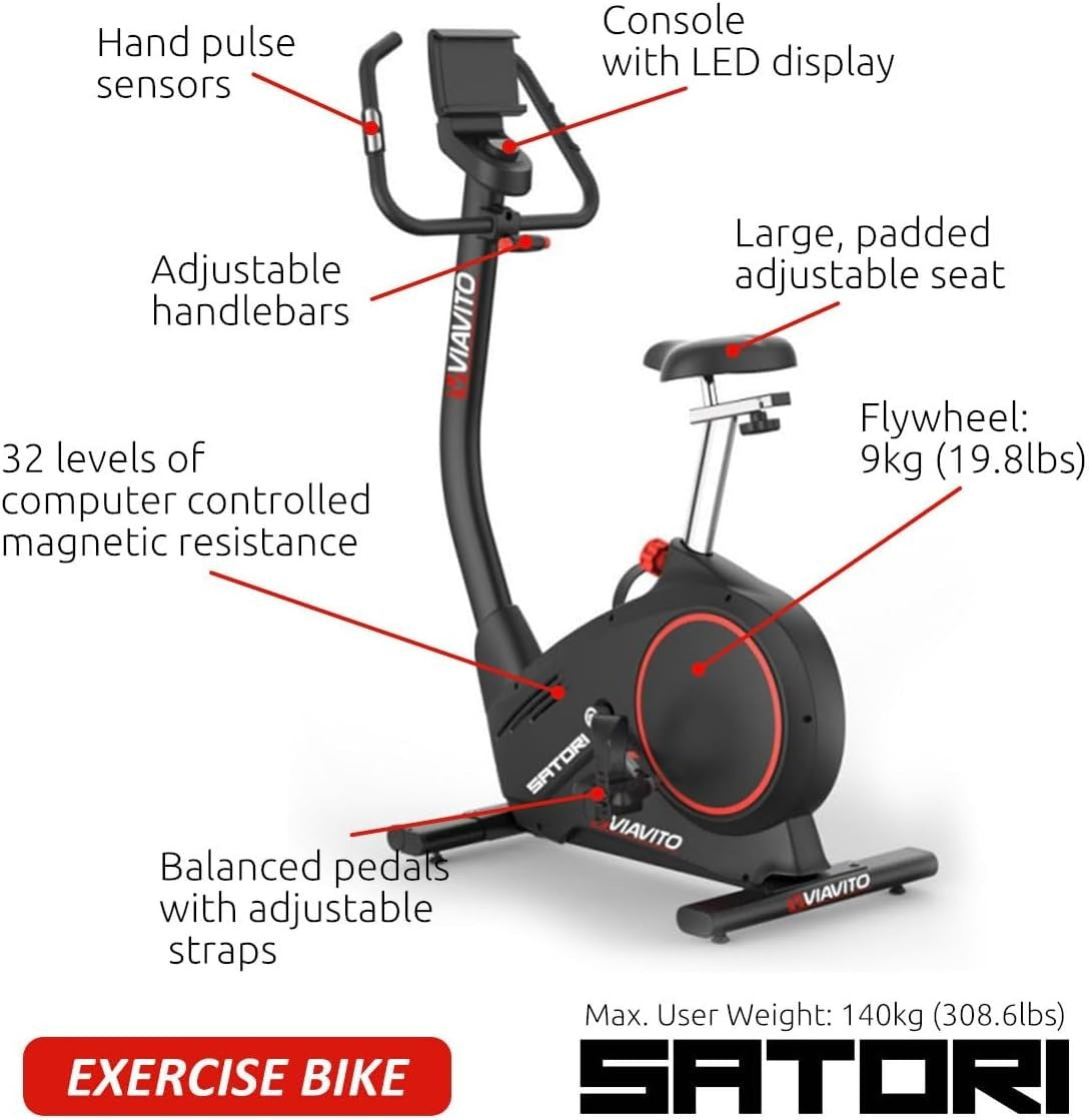 Upright Exercise Bike 32-Level Magnetic Resistance Quiet LED Display Home Gym