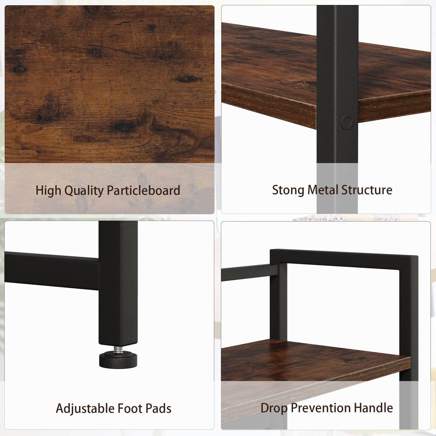 38.6" Desk Hutch Shelf w/ Outlets USB & LED Light 3-Tier Organizer Rustic Brown
