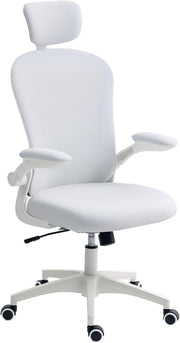 Ergonomic Mesh Office Desk Chair Adjustable Lumbar Headrest Swivel White 120kg L