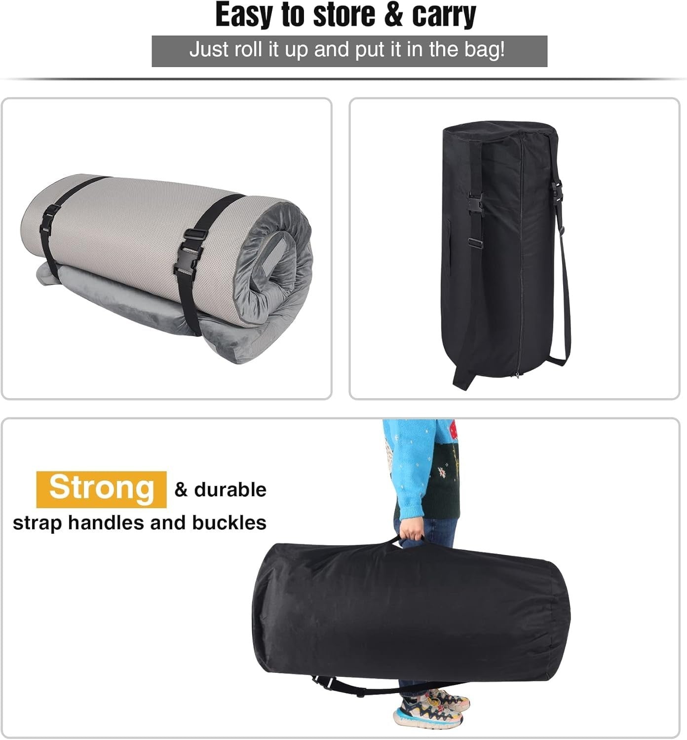Portable Foldable Memory Foam Camping Mattress - Waterproof, Lightweight Pad