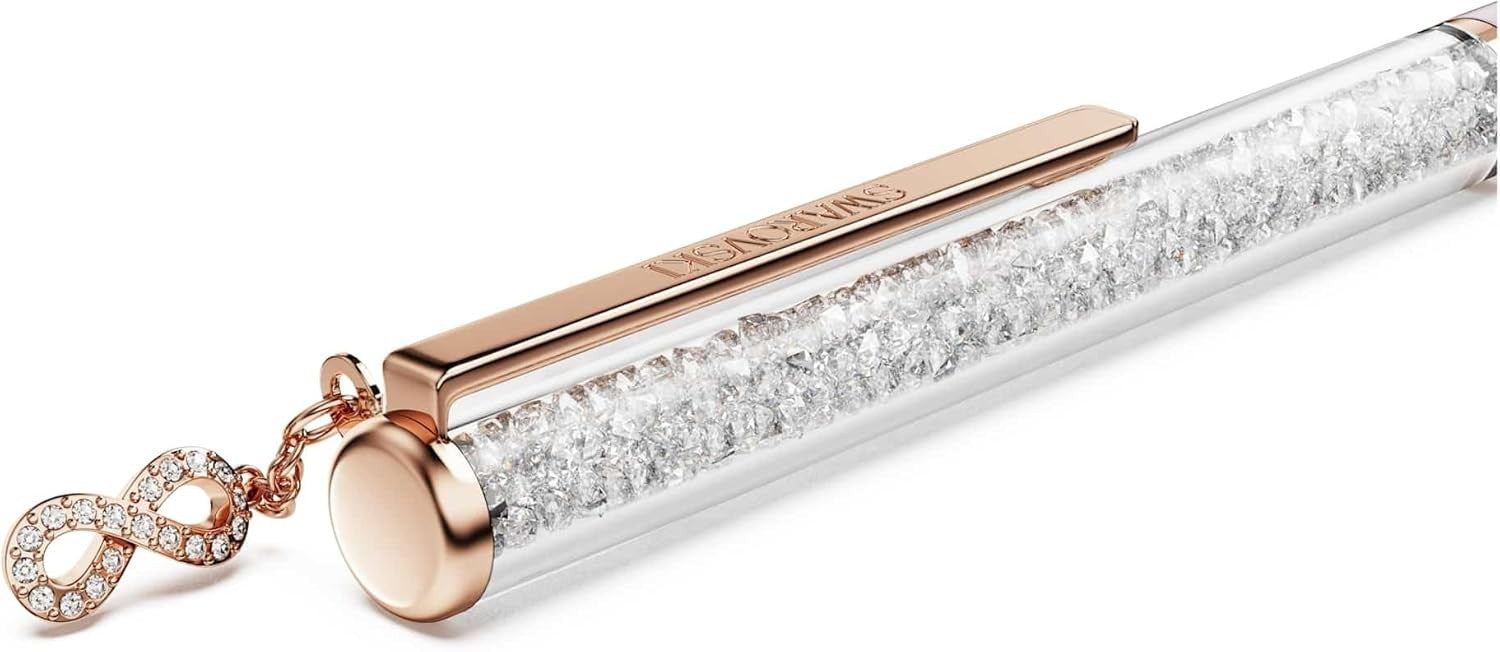 Pink Crystal Ballpoint Pen Fine Black Ink Rose Gold Gift Pouch