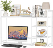 44.9" Desk Hutch Shelf Large Desktop Organizer 3-Tier Monitor Rack Wood Storage