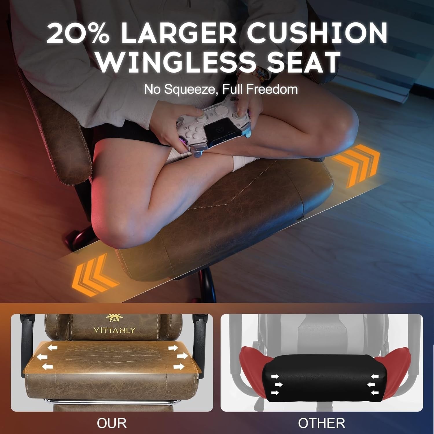 Ergonomic Brown High Back Office Chair Pocket Spring Cushion Recliner Swivel