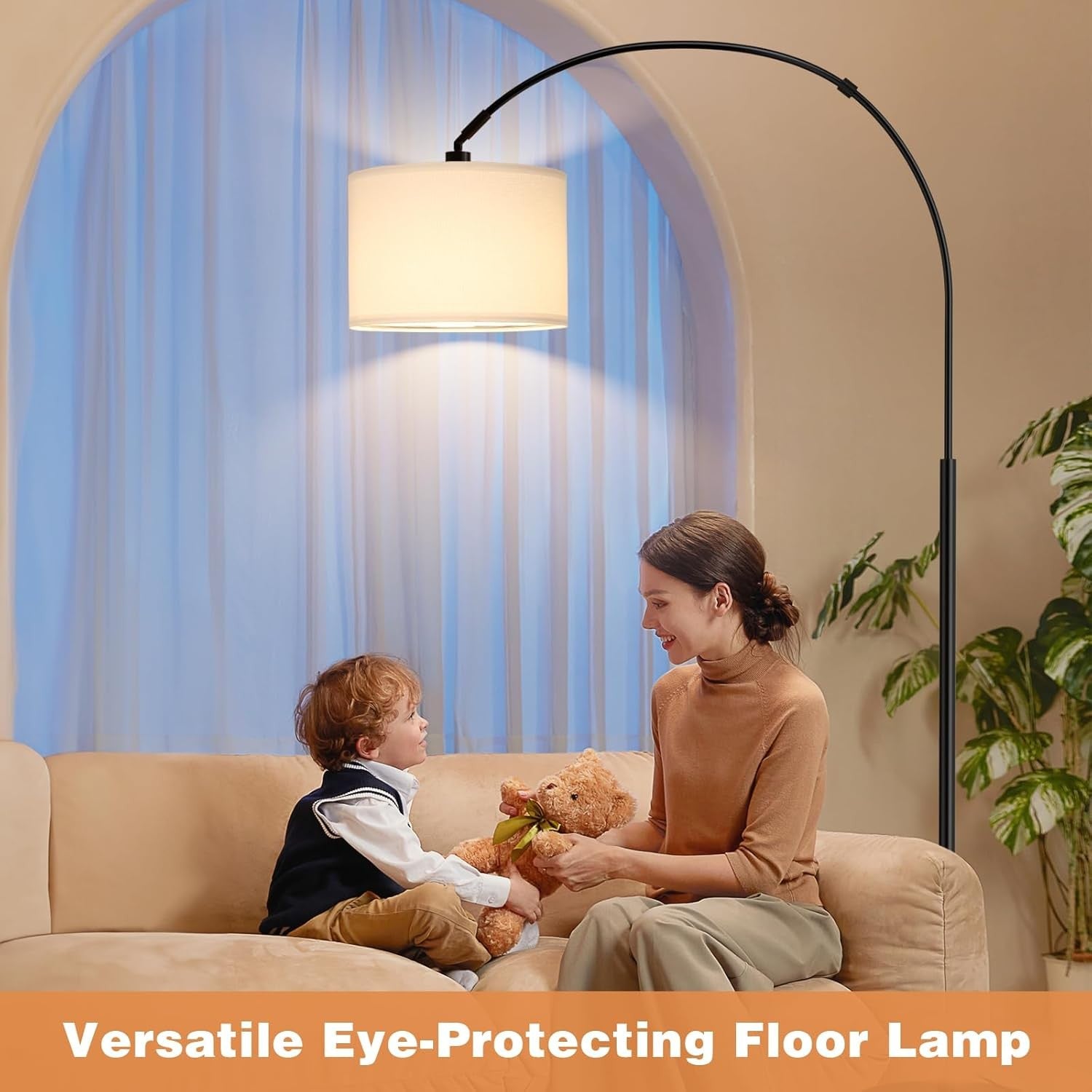 Arc Floor Lamp Remote Dimmable Corner Standing Light Modern Tall