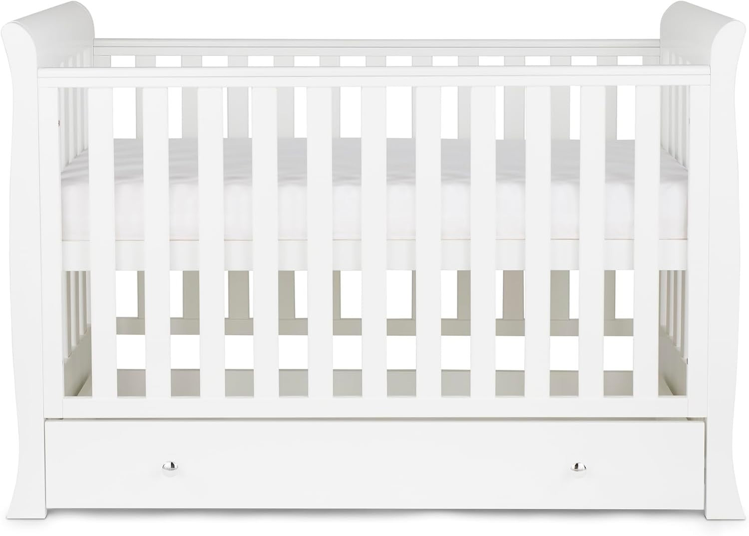 4in1 Convertible Baby Cot Bed Adjustable Height Sleigh Crib w/ Storage White