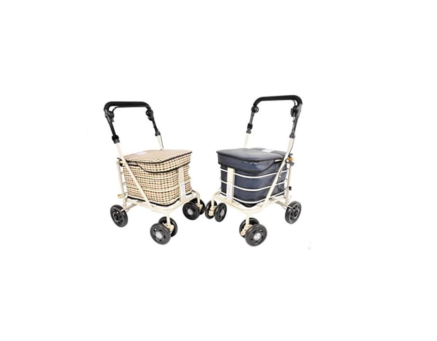 3 In 1 Shopping Trolley With Seat 4 Wheel Rollator Cart Navy