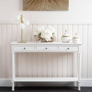 Slim White Console Table 3 Drawers Storage Shelf Narrow Hallway Furniture