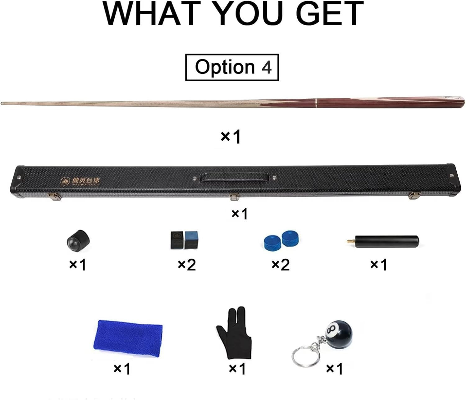 57" 3/4 Jointed Ash Snooker Pool Cue 10mm Tip Extension Hard Case