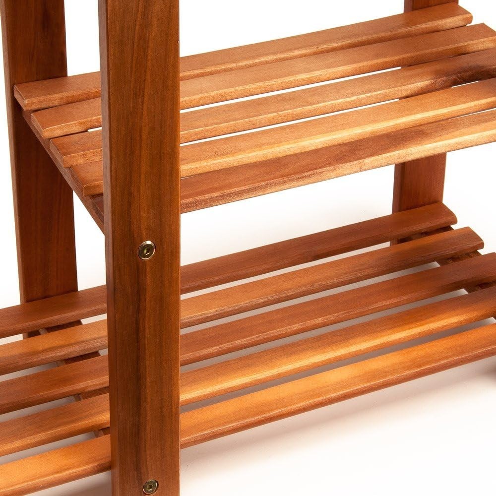 Shoe Rack with Bench, 3 Shelves, 87x45x30 cm Solid Acacia Wood Brown
