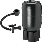 210L Large Garden Water Butt With Stand Tap Diverter & Lockable Lid Black