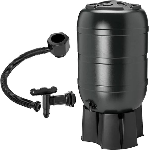 210L Large Garden Water Butt With Stand Tap Diverter & Lockable Lid Black