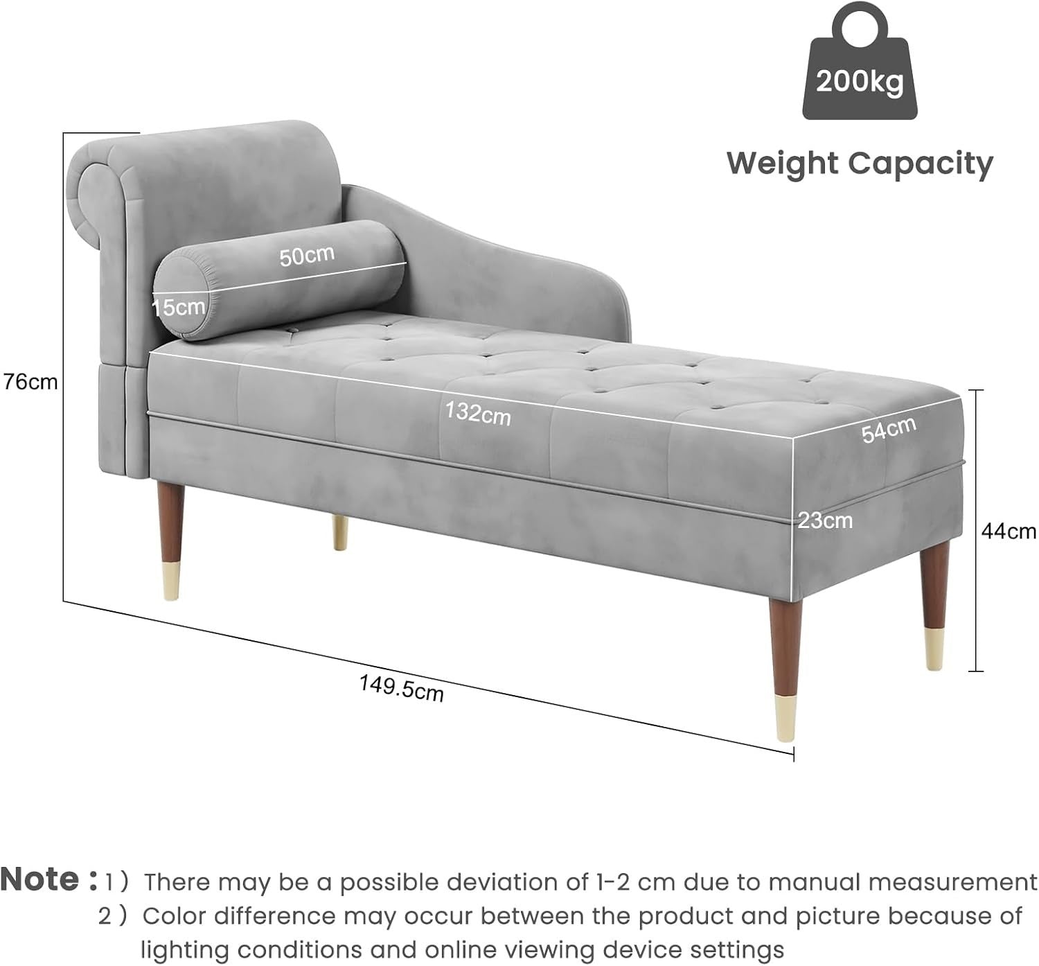 Luxury Grey Velvet Chaise Lounge Sofa Left Armrest – Space-Saving & Comfy