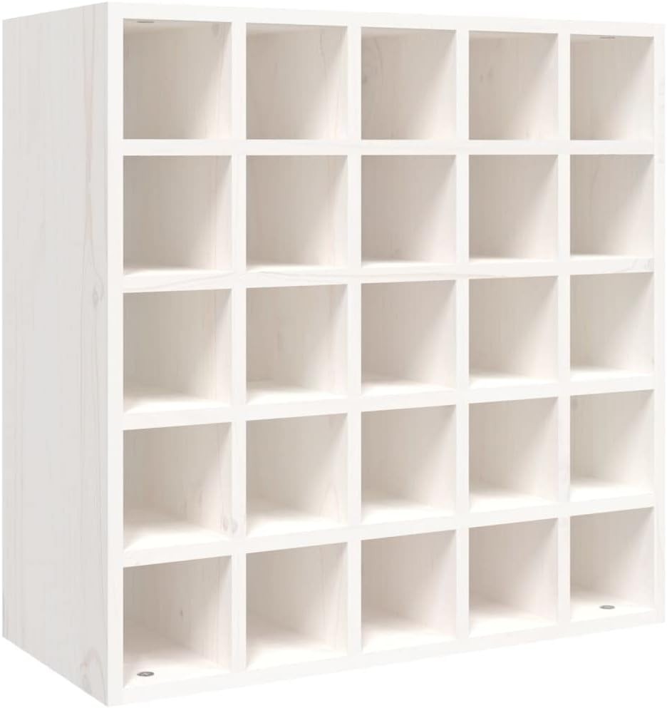 Large 25 Bottle Wine Rack White Solid Wood Freestanding Kitchen Storage Display