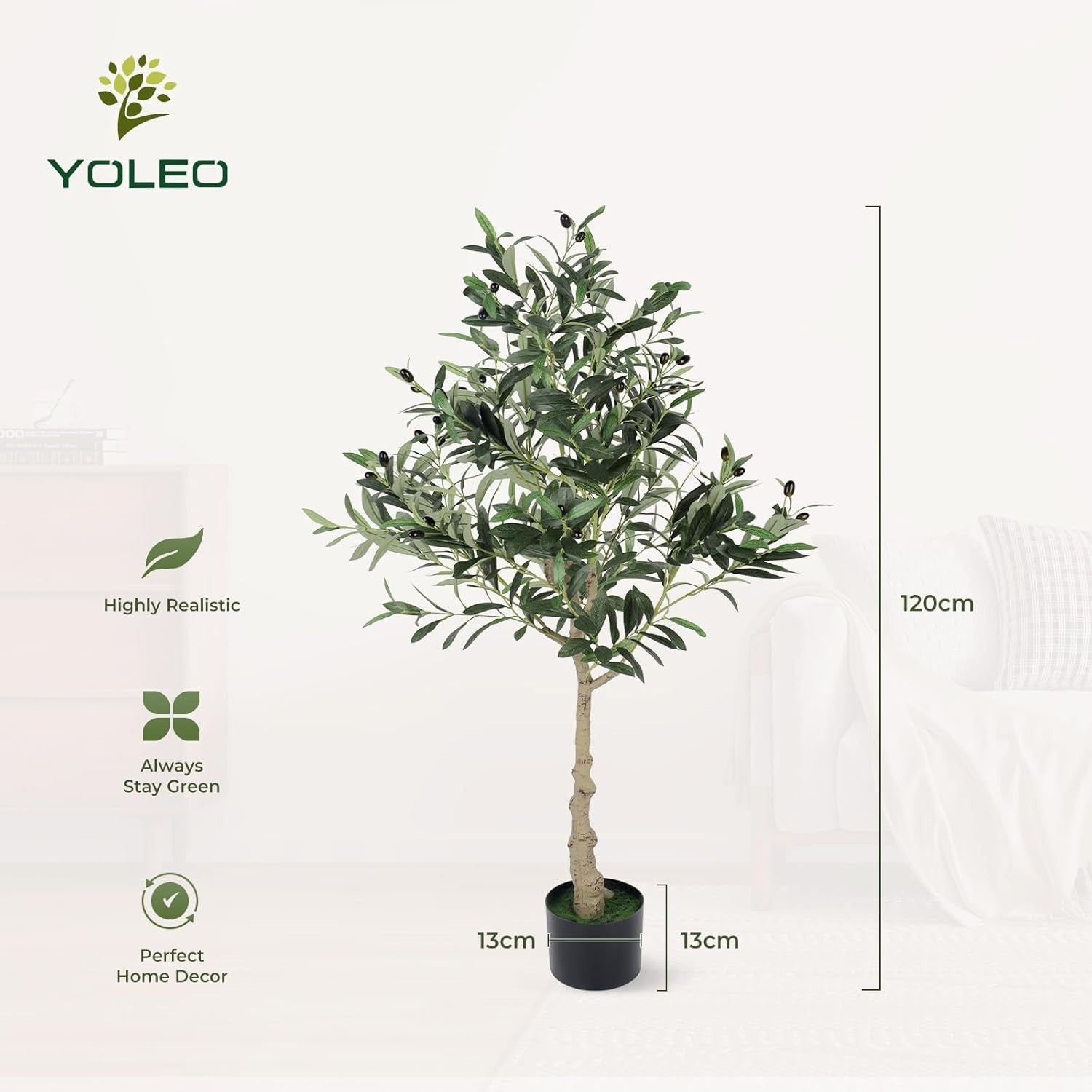 4ft Artificial Olive Tree Tall Faux Plant Indoor Decor Natural Trunk Realistic