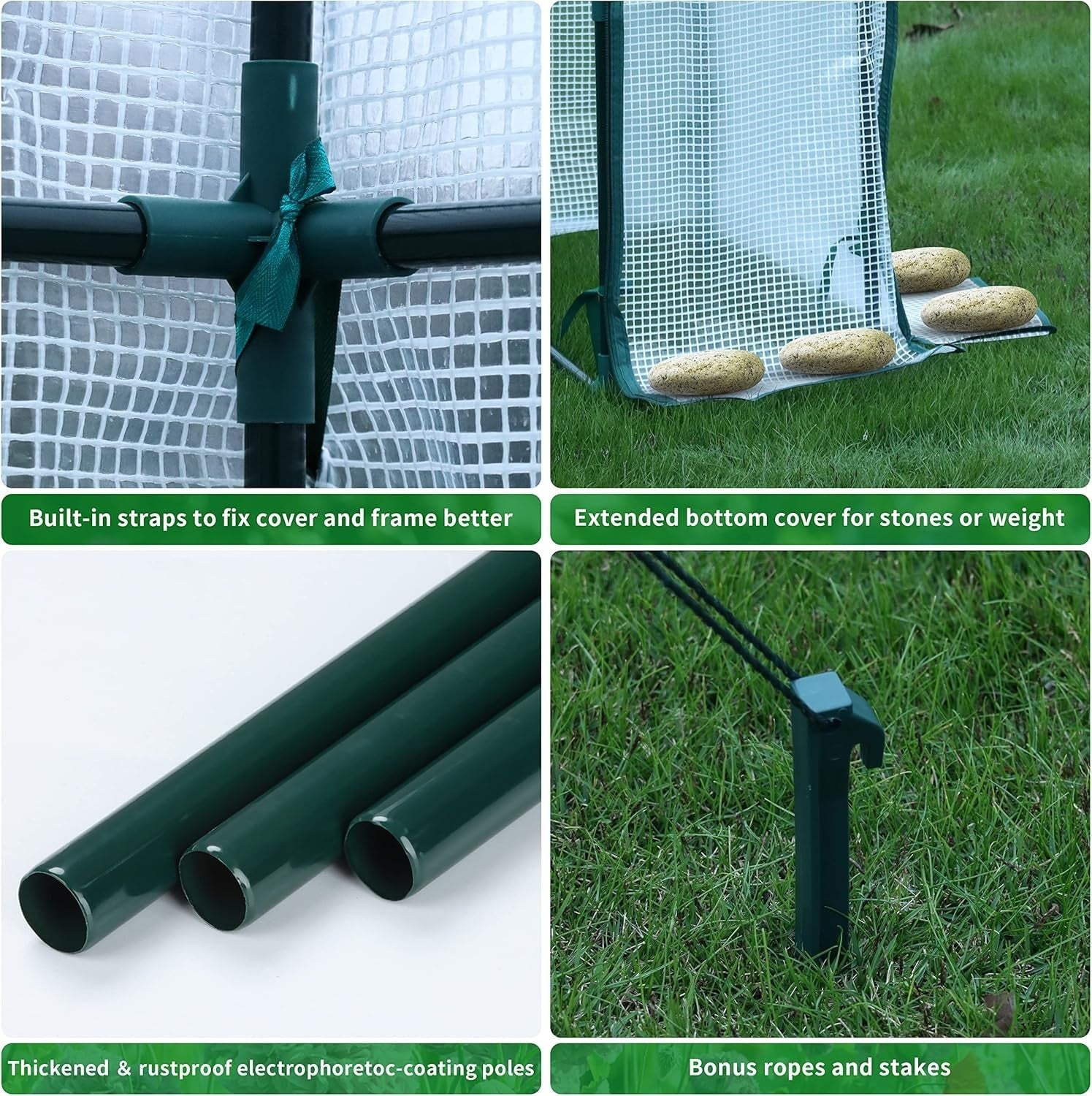 Walk-In Greenhouse 4 Shelves | Reinforced PE Cover | Steel Frame | Compact