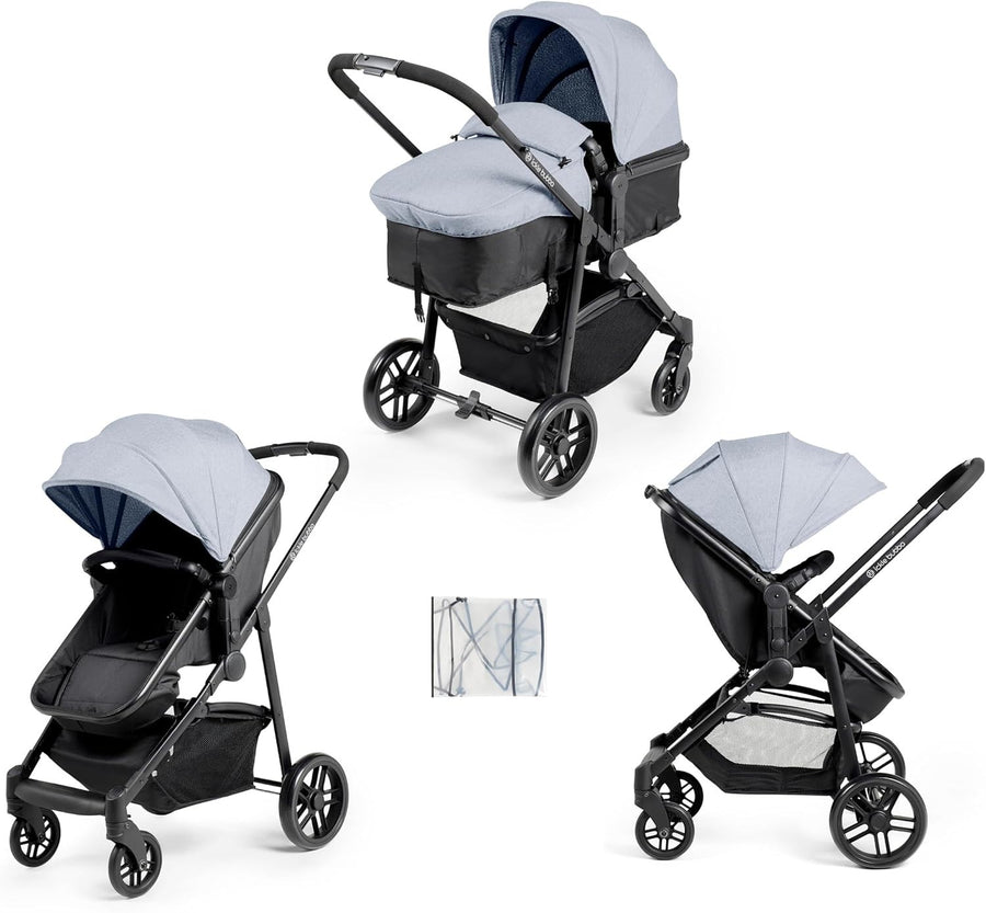 2 in 1 Pushchair Pram Lie Flat Newborn to 3 Years Lightweight Zen Blue
