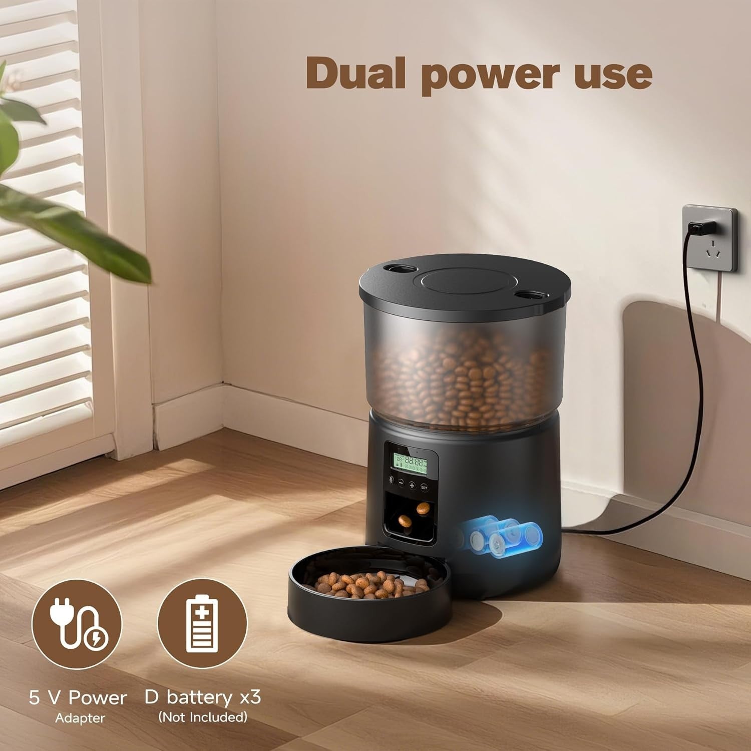 Automatic Cat Feeder Water Fountain Set 3L Food Dispenser 6 Meal Timer