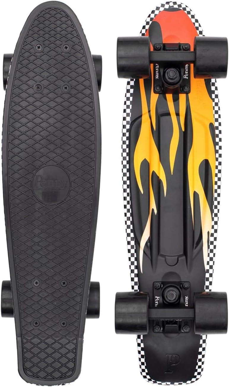22" Cruiser Skateboard | Flame Design, ABEC-7 Bearings, 59mm 83A Wheels