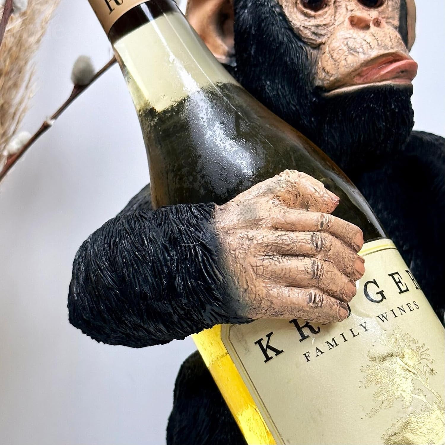 Black Monkey Wine Bottle Holder Resin Ornament Funny Bar Display Gift 42cm